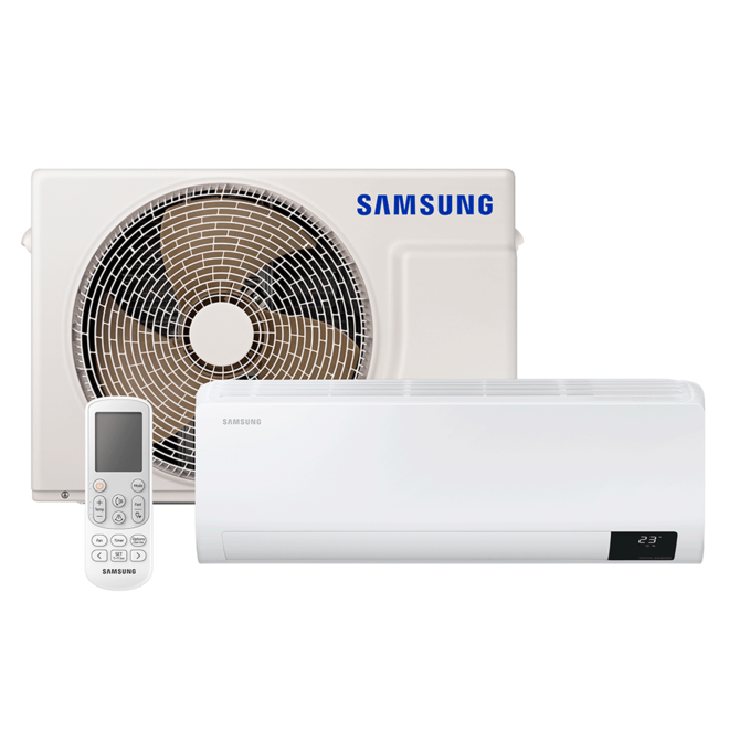 Oferta de Ar Condicionado Split Samsung Digital Inverter Ultra 9.000 BTU's Frio, Gás Refrigerante R410, Serpentina de Cobre - AR09CVHZAWKXAZ | Branco por R$2599 em Fujioka