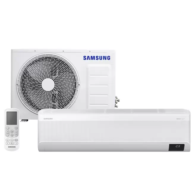 Oferta de Ar-condicionado Split Inverter Samsung WindFree Connect Sem Vento 12.000 BTUs Frio - AR12CVFAMWKNAZ | Branco por R$3099 em Fujioka