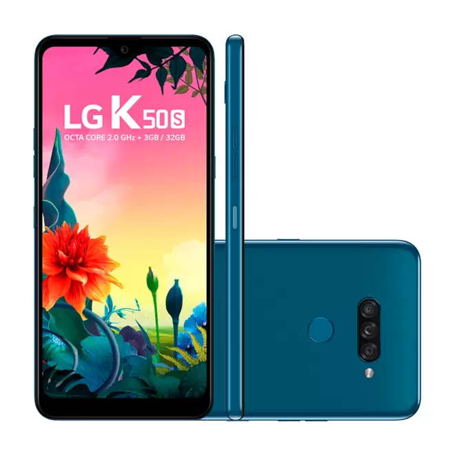 Oferta de Smartphone Lg K50S, Android 9.0, Dual Chip, Processador Octa-Core 2.0 GHz, Câmera tripla 13MP + 5MP + 2MP e Câmera Frontal 13MP, Tela 6.5" | Azul por R$999 em Fujioka