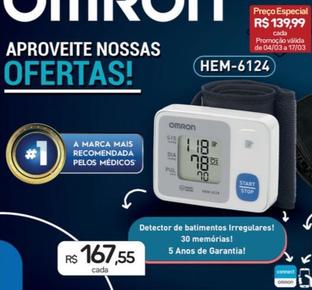 Oferta de Omron - Detector De Batimentos Irregulares! 30 Memórias por R$167,55 em Drogal