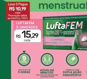 Oferta de Luftafem - Ibuprofeno/Paracetamol por R$15,29 em Drogal