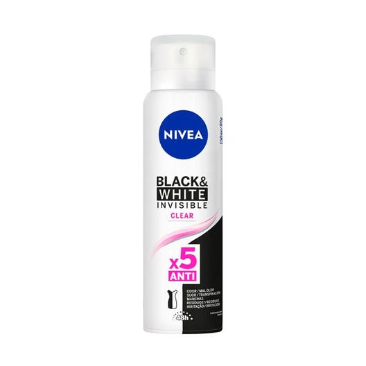 Oferta de Desodorante Antitranspirante Aerossol Nivea Invisible Black&White Clear 150ml por R$10,99 em Drogal