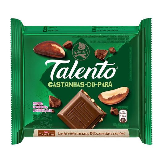 Oferta de Chocolate Garoto Talento ao Leite com Castanhas-do-Pará 85g por R$7,99 em Drogal