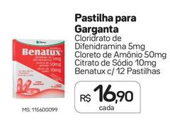 Oferta de Benatux - Pastilha Para Garganta por R$16,9 em Drogal