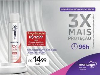 Oferta de Monange - Desodorante Aerosol Clinical por R$14,99 em Drogal