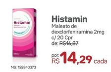 Oferta de Histamin - Maleato De Dexclorfeniramina 2mg C/20 Cpr por R$14,29 em Drogal