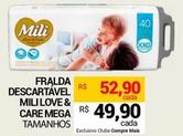 Oferta de Mili - Fralda Descartável Love & Care Mega por R$49,9 em Compre Mais