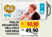 Oferta de Mili - Fralda Descartavel Love & Care Mega  por R$52,9 em Compre Mais
