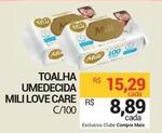 Oferta de Mili - Toalha Umedecida Love Care por R$15,29 em Compre Mais