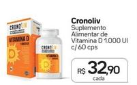 Oferta de Cronoliv - Suplemento Alimentar De Vitamina D 1.000 Ui C/60 Cps por R$32,9 em Drogal