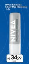 Oferta de Nivea - Hidratante Labial Ultra Hialurônico por R$34,99 em Drogal