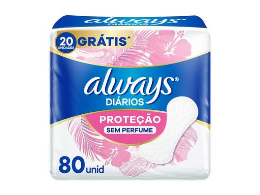 Oferta de Protetor Diário Always Sem Perfume 80 Unidades por R$14,99 em Drogal