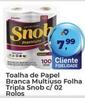 Oferta de Snob - Toalha De Papel Branca Multiuso Folha Tripla C/02 Rolos por R$7,99 em Tonin Superatacado
