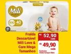 Oferta de Mili - Fralda Descartável Love & Care Mega Tamanhos por R$52,9 em Compre Mais