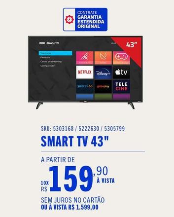 Oferta de Smart Tv 43" por R$1599 em Casas Bahia