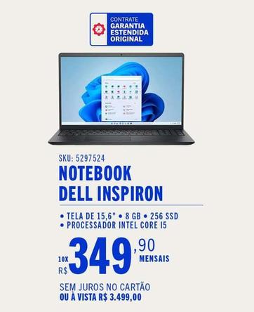 Oferta de Dell - Notebook Inspiron por R$3499 em Casas Bahia
