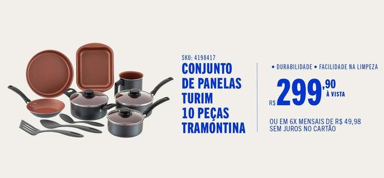 Oferta de Tramontina - Conjunto De Panelas Turim 10 Peças por R$299,9 em Casas Bahia