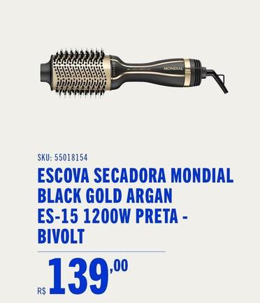 Oferta de Mondial - Escova Secadora Black Gold Argan ES-15 1200W Preta-Bivolt por R$139 em Casas Bahia