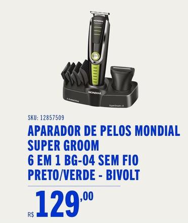 Oferta de Mondial - Aparador De Pelos Super Groom 6 Em 1 BG-04 Sem FIo Preto/Verde-Bivolt por R$129 em Casas Bahia