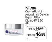 Oferta de Nivea - Creme Facial Antissinais Cellular Expert Filler Diurno FPS30 por R$46,99 em Drogal