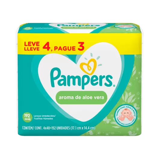 Oferta de Lenços Umedecidos Pampers Aroma Aloe Vera 192 Unidades por R$29,89 em Drogal