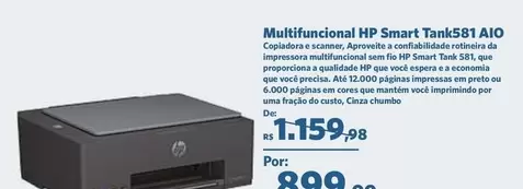 Oferta de HP - Multifuncional Tank58l Aio por R$1159,98 em Sam's Club