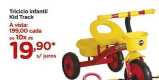 Oferta de Triciclo Infantil Kid Track por R$19,9 em Carrefour