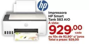 Oferta de HP - Impressora Smart Tank 583 AIO por R$929 em Carrefour