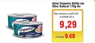 Oferta de Coqueiro - Atum  Solido Em Oleo/Natural 170g Un por R$9,29 em Spani Atacadista