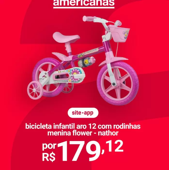 Oferta de Aro - Bicicleta Infantil  12 Com Rodinhas por R$179,12 em Lojas Americanas