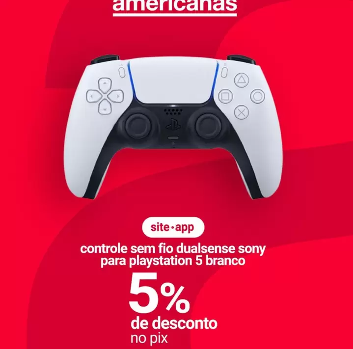 Oferta de Sony - Controle Sem Fio Dualsense  Para Playstation 5 Branco em Lojas Americanas