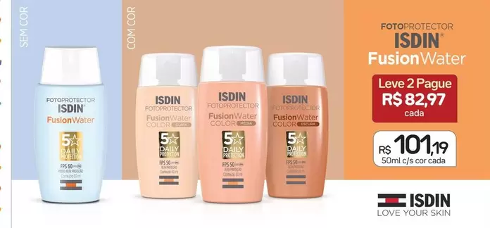 Oferta de Isdin - Fusion Water por R$101,19 em Drogal