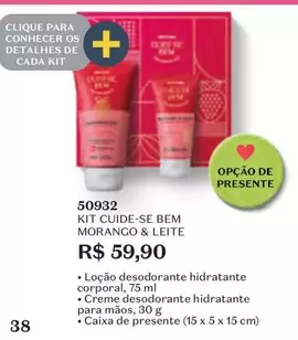 Oferta de Cuide-se Bem - Kit Cuide-Se Bem Morango & Leite por R$59,9 em O Boticário