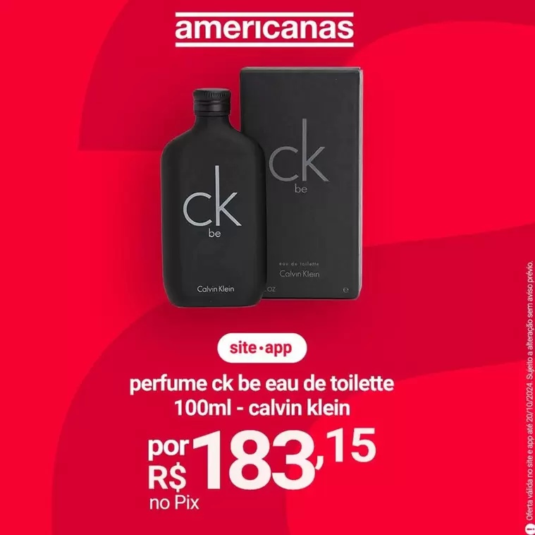 Oferta de De   - Perfume Ck Eau De Toilette por R$183,15 em Lojas Americanas