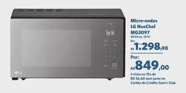 Oferta de LG - Micro-ondas Mg3097 por R$849 em Sam's Club