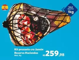 Oferta de Mini - Kit Presunto Cru Jamon Reserva Haciendas por R$259,98 em Sam's Club