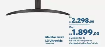 Oferta de LG - Monitor Curvo por R$1899 em Sam's Club