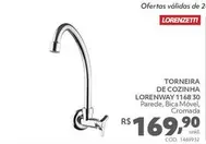 Oferta de Lorenzetti - Torneira De Cozinha Lorenway 1168 30   por R$169,9 em Telhanorte