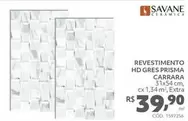 Oferta de Savane - Revestimento HD Gres Prisma Carrara por R$39,9 em Telhanorte