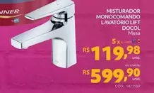 Oferta de Docol - Misturador Monocomando Lavatorio Lift por R$599,9 em Tumelero