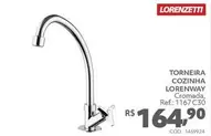 Oferta de Lorenzetti - Torneira Cozinha Lorenway por R$164,9 em Tumelero