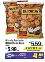 Oferta de Rancheiro - Biscoito  Rosquinha De Coco por R$5,99 em Fort Atacadista