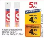 Oferta de Select - Copos Descartáveis Branco por R$5,99 em Tenda Atacado