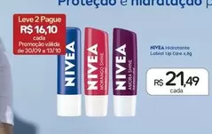 Oferta de Nivea - Hidratante Labial Lip Care por R$21,49 em Drogal