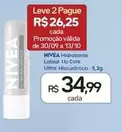 Oferta de Nivea - Hidratante Labial Lip Core Ultra Hialurónico por R$34,99 em Drogal