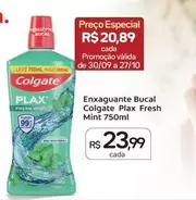 Oferta de Colgate - Enxaguante Bucal Plax Fresh Mint 750ml por R$23,99 em Drogal