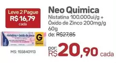 Oferta de Neo Química - Nistatina 100.000ui/g + Óxido De Zinco 200mg/g por R$20,9 em Drogal