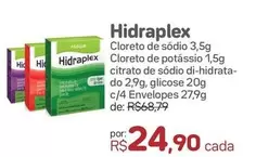 Oferta de Hidraplex - Cloreto De Sódio, Cloreto De Potassio, Citrato De Sodio Di-Hidrata-Do, Glicose C/4 Envelopes por R$24,9 em Drogal