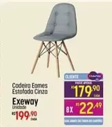 Oferta de Exeway - Cadeira Easmes Estofada Cinza por R$199,9 em Super Muffato