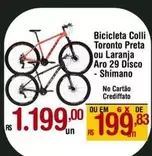 Oferta de Toronto - Bicicleta Toronta Preta ou Laranja Aro 29 Disco por R$1199 em Max Atacadista